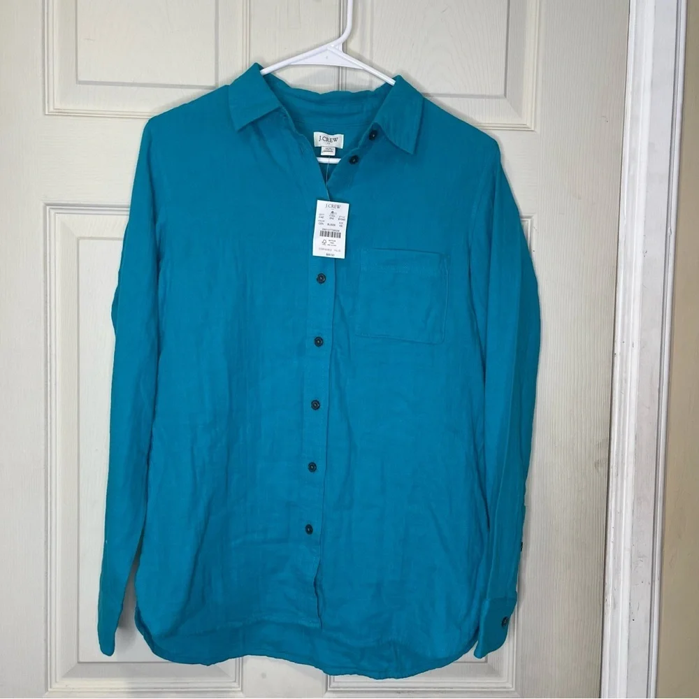 J.Crew Teal Double-gauze button-up shirt Sz Xs